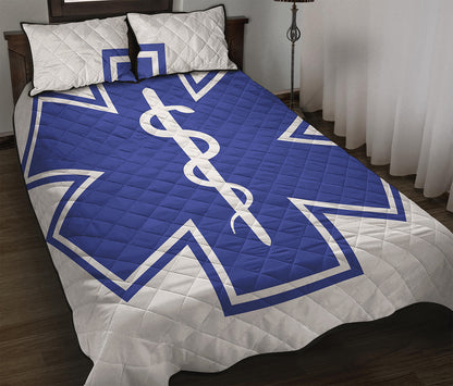 The Star Of Life Paramedic Symbol Print Quilt Bed Set