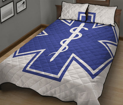 The Star Of Life Paramedic Symbol Print Quilt Bed Set