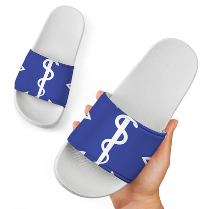 The Star Of Life Paramedic Symbol Print White Slide Sandals