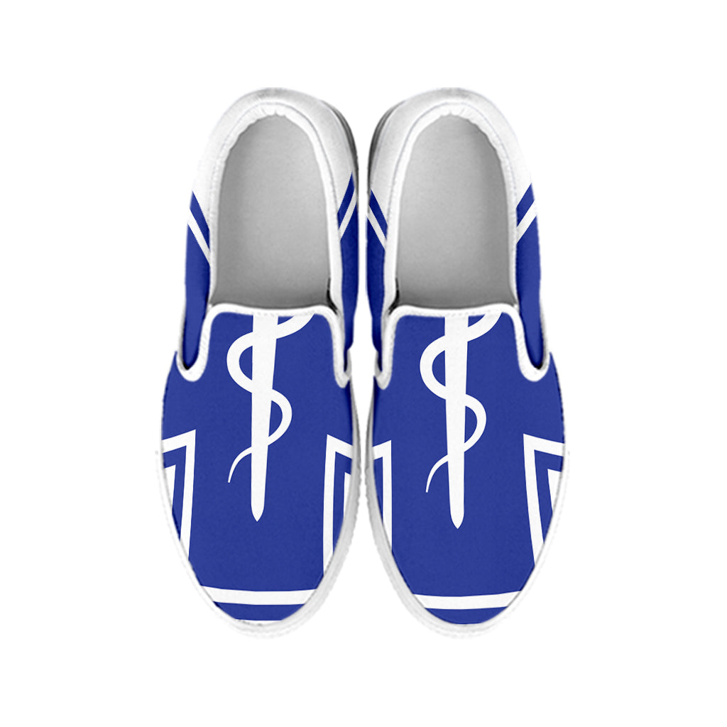 The Star Of Life Paramedic Symbol Print White Slip On Shoes
