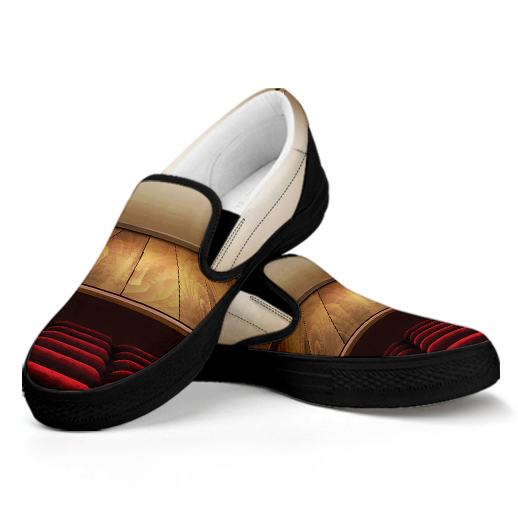 Theater Stage Print Black Slip On Shoes