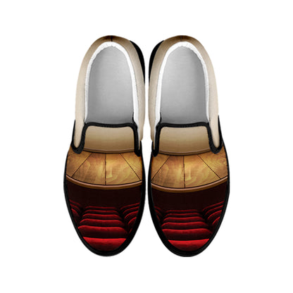 Theater Stage Print Black Slip On Shoes
