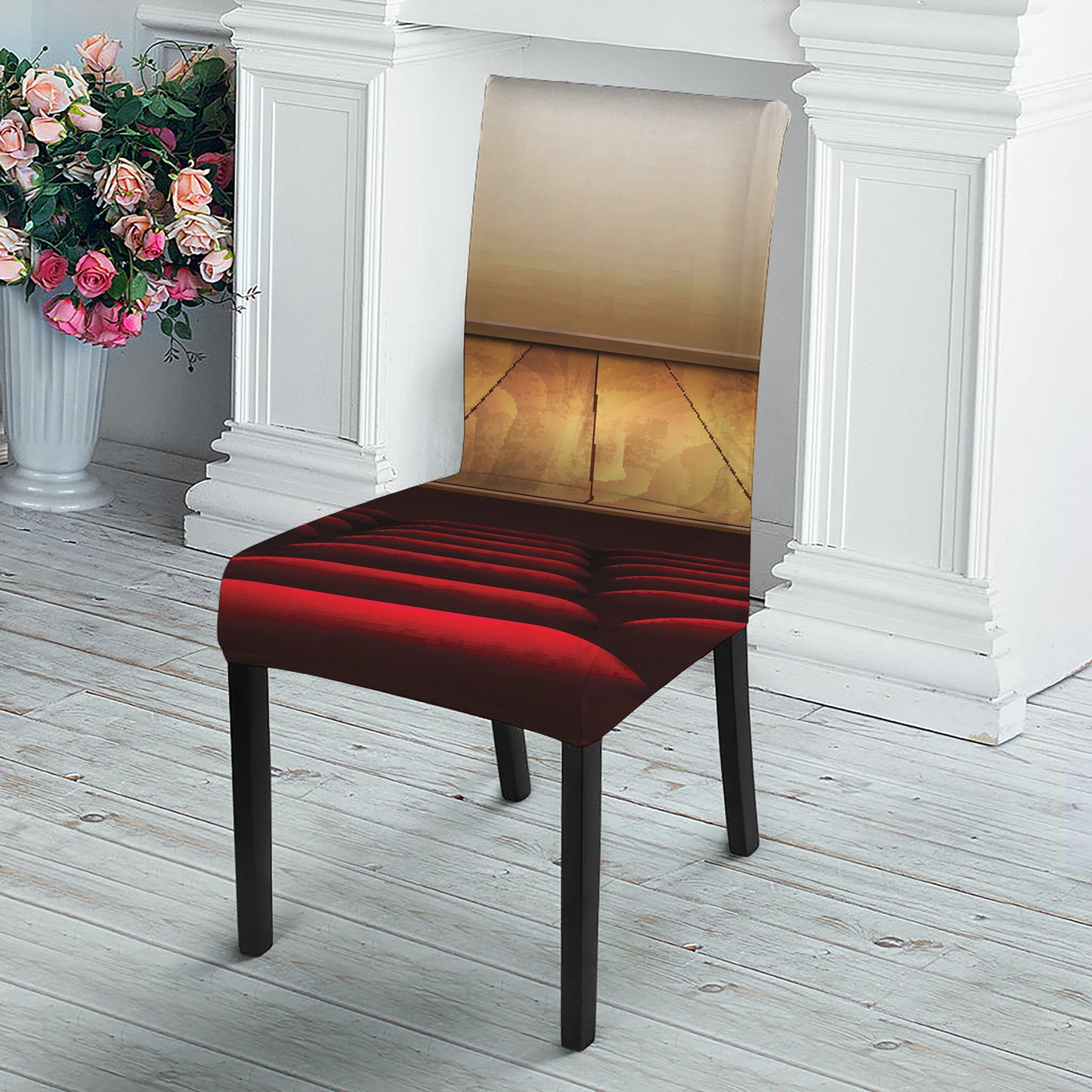 Theater Stage Print Dining Chair Slipcover