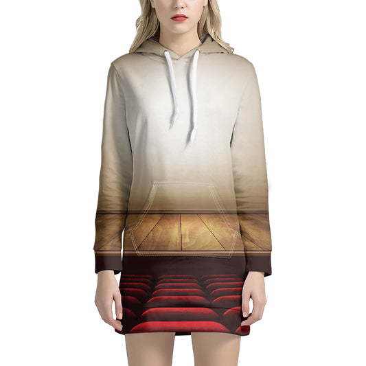 Theater Stage Print Hoodie Dress