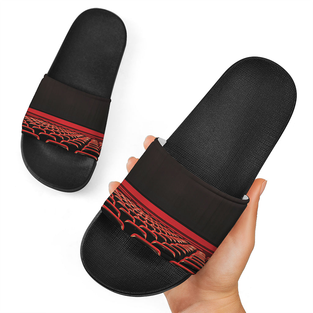 Theatre Stage Print Black Slide Sandals