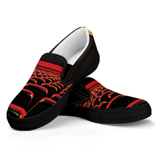 Theatre Stage Print Black Slip On Shoes