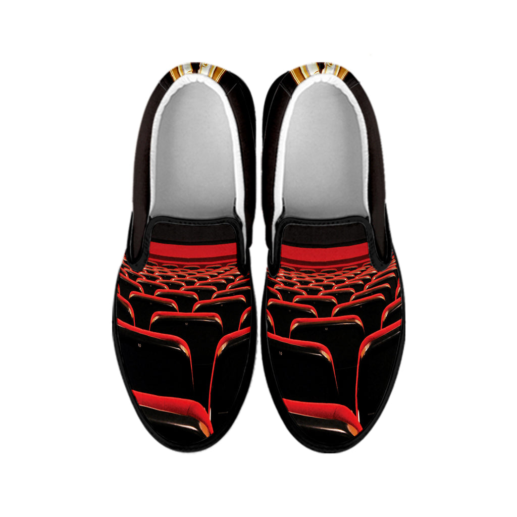 Theatre Stage Print Black Slip On Shoes