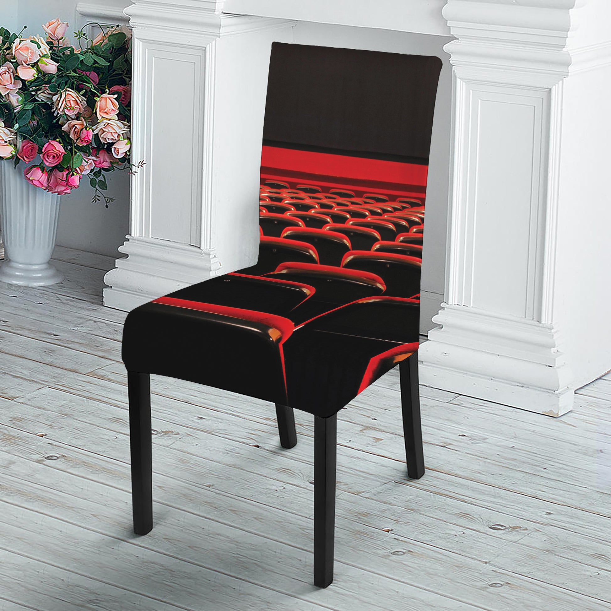 Theatre Stage Print Dining Chair Slipcover