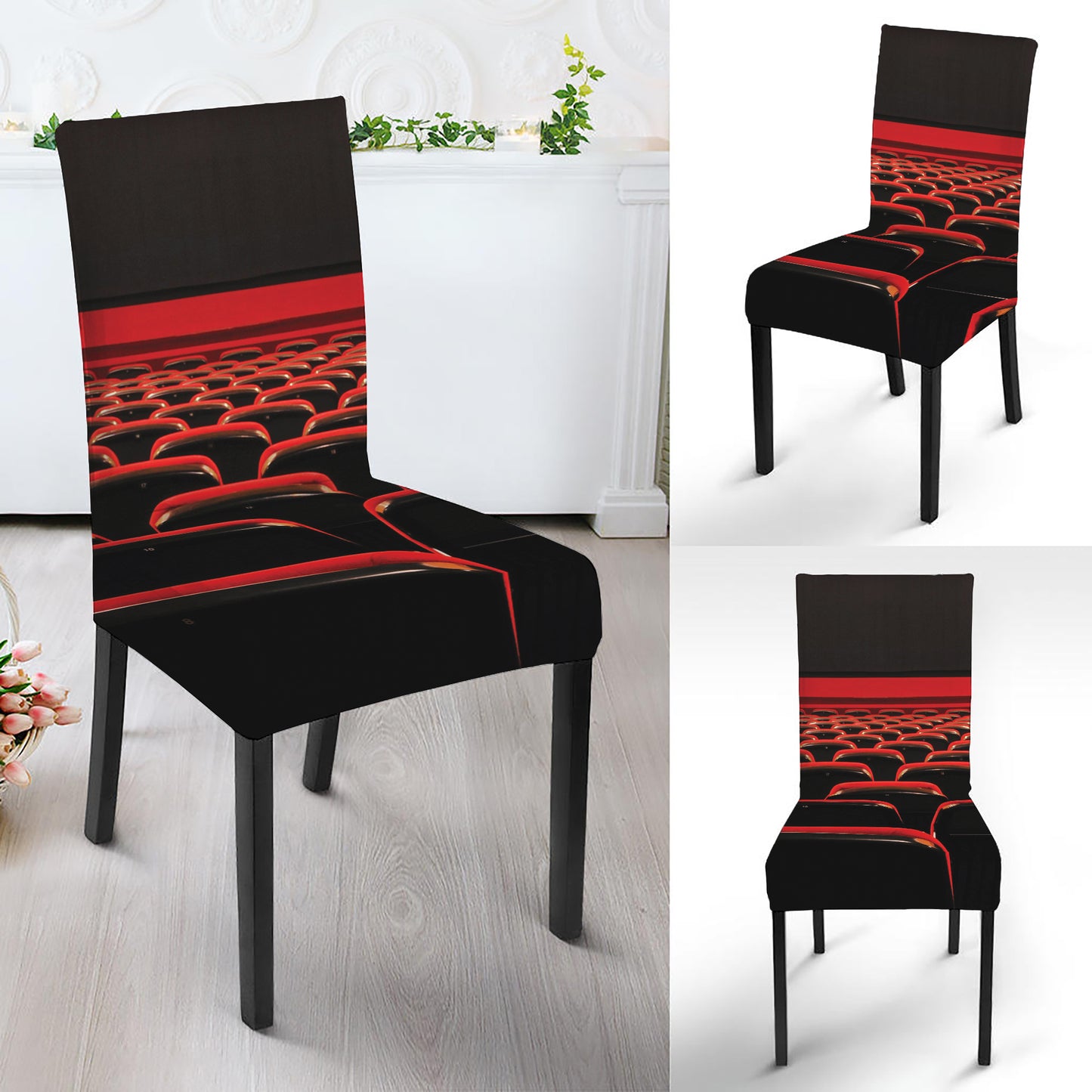 Theatre Stage Print Dining Chair Slipcover