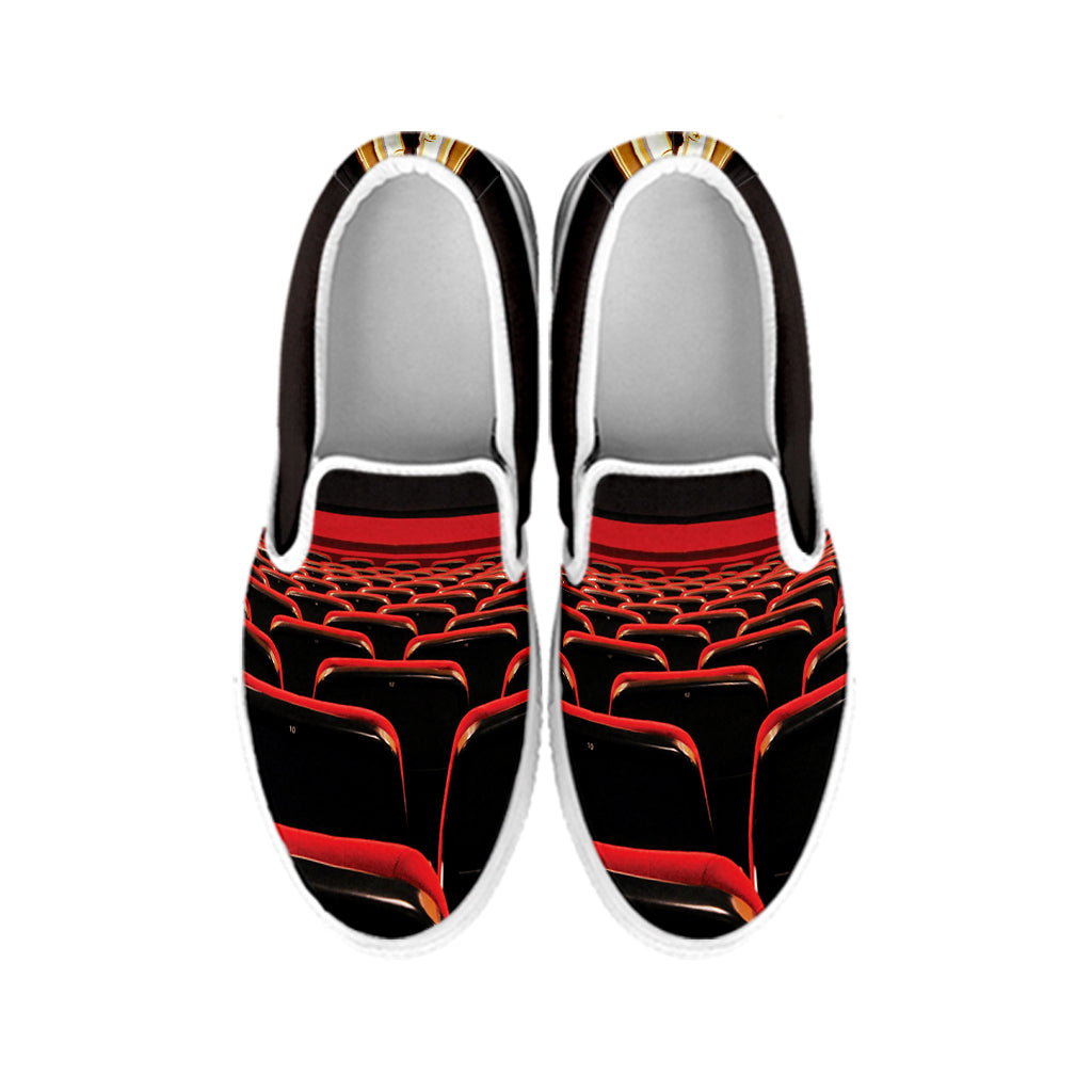 Theatre Stage Print White Slip On Shoes