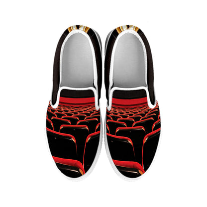 Theatre Stage Print White Slip On Shoes