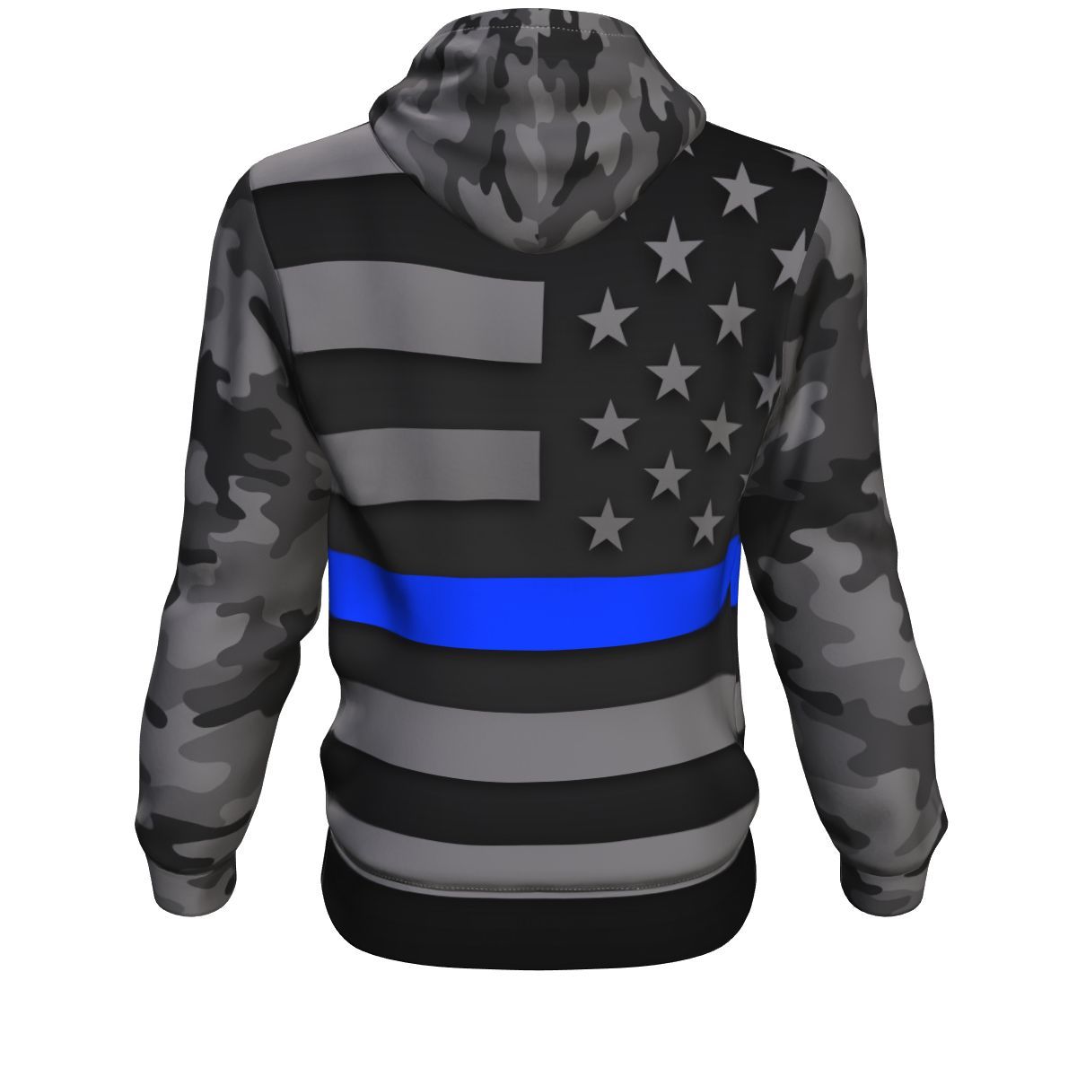 Thin Blue Line Camo Unisex Pullover Hoodie GearFrost