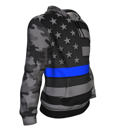 Thin Blue Line Camo Unisex Pullover Hoodie GearFrost