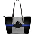 Thin Blue Line Canada Leather Tote Bag With Zipper