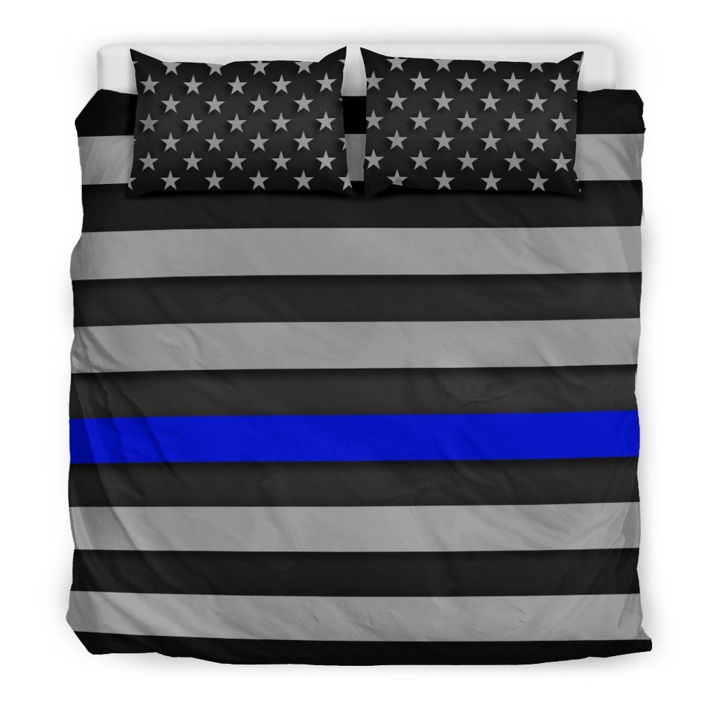 Thin Blue Line Duvet Cover Bedding Set GearFrost