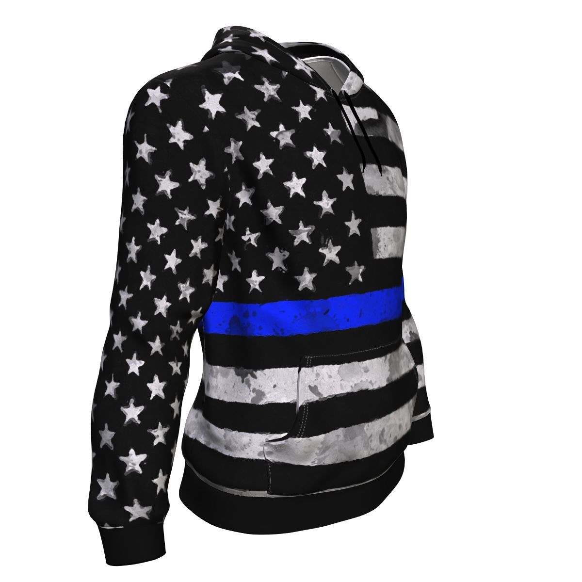 Thin Blue Line Grunge Unisex Pullover Hoodie GearFrost