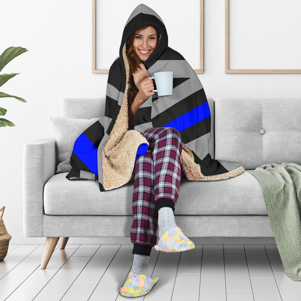 Thin Blue Line Union Jack Hooded Blanket GearFrost