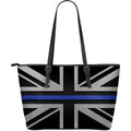 Thin Blue Line Union Jack Leather Tote Bag With Zipper