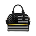 Thin Gold Line Leather Shoulder Handbag