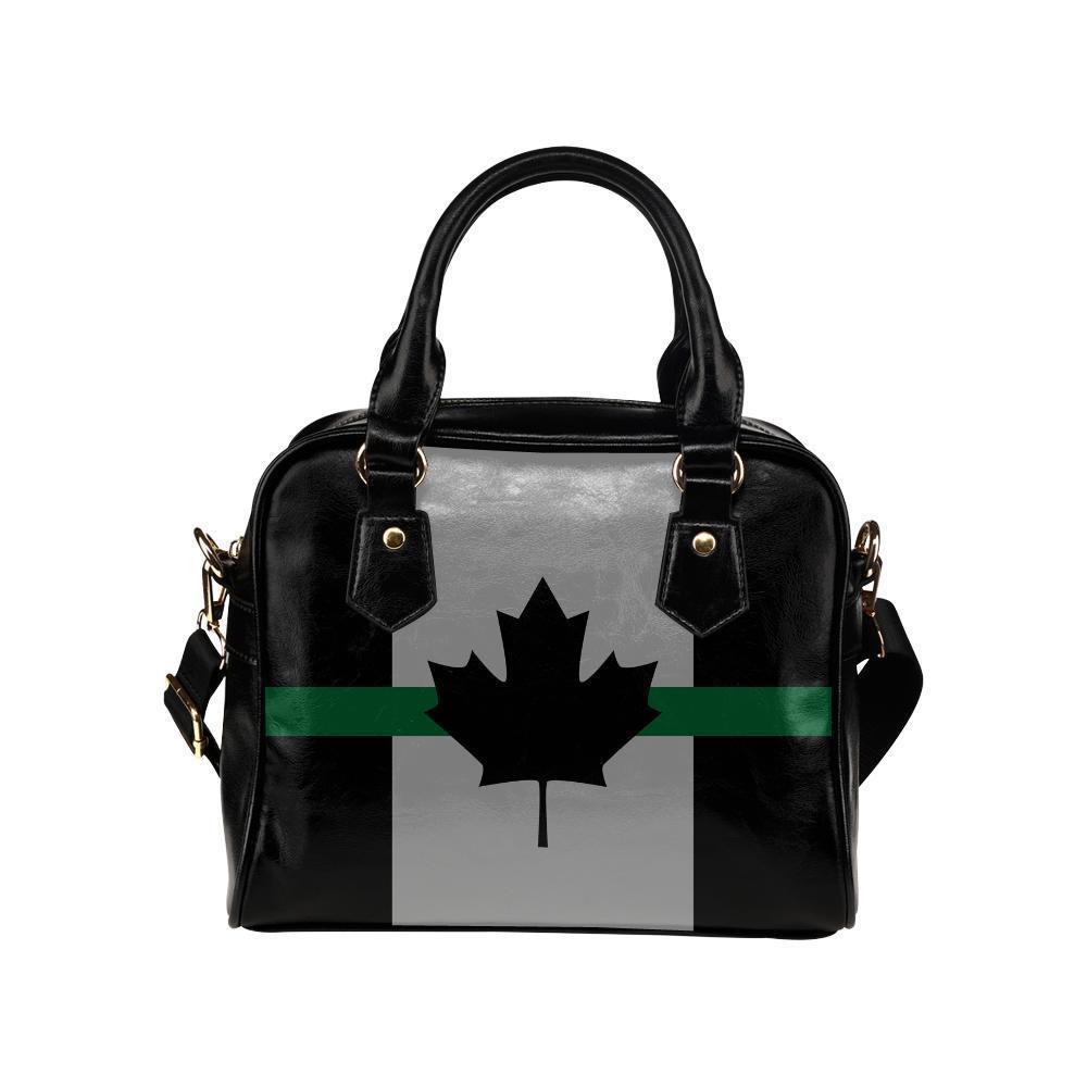 Thin Green Line Canada Leather Shoulder Handbag GearFrost