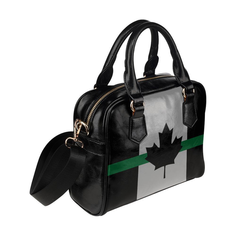 Thin Green Line Canada Leather Shoulder Handbag GearFrost