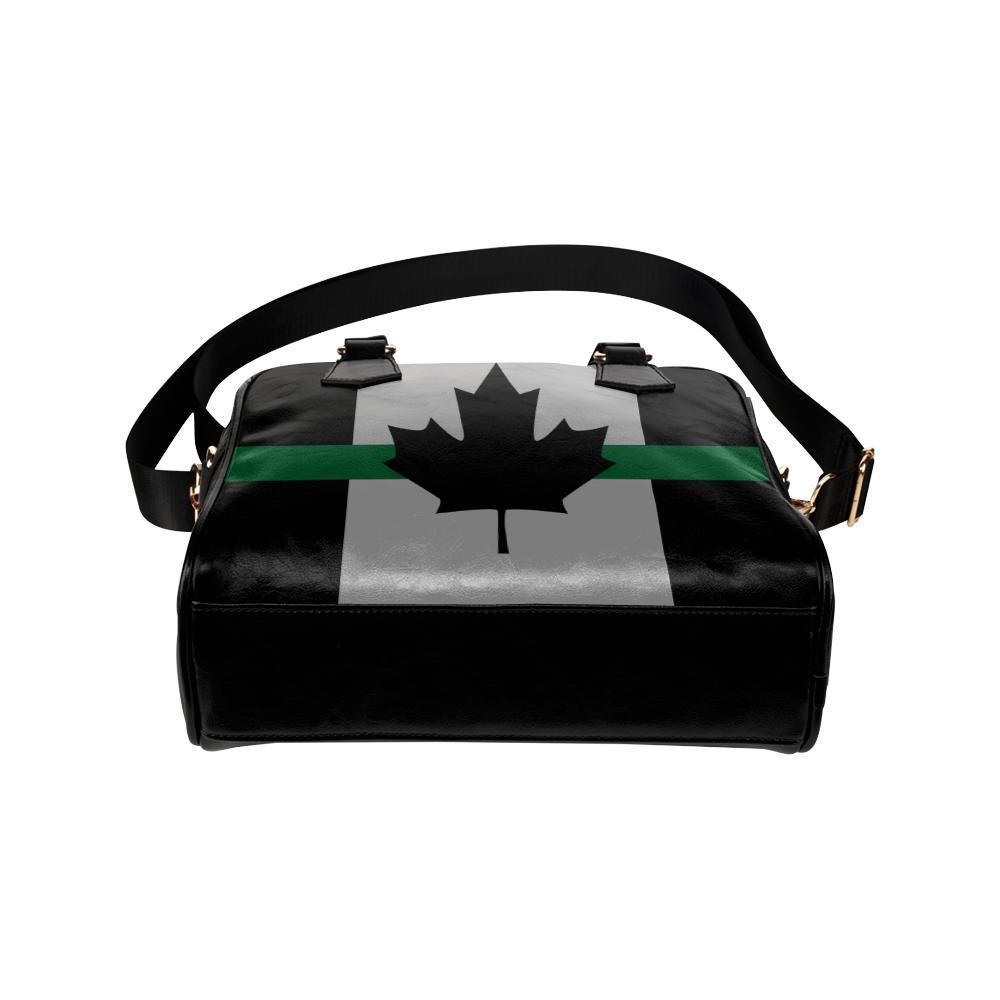 Thin Green Line Canada Leather Shoulder Handbag GearFrost