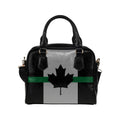 Thin Green Line Canada Leather Shoulder Handbag