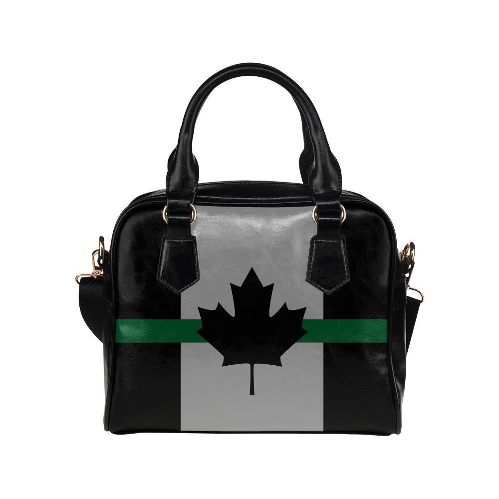Thin Green Line Canada Leather Shoulder Handbag GearFrost