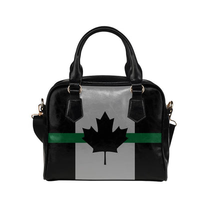 Thin Green Line Canada Leather Shoulder Handbag GearFrost