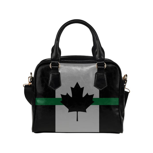 Thin Green Line Canada Leather Shoulder Handbag GearFrost