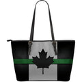 Thin Green Line Canada Leather Tote Bag With Zipper