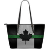 Thin Green Line Canada Leather Tote Bag GearFrost