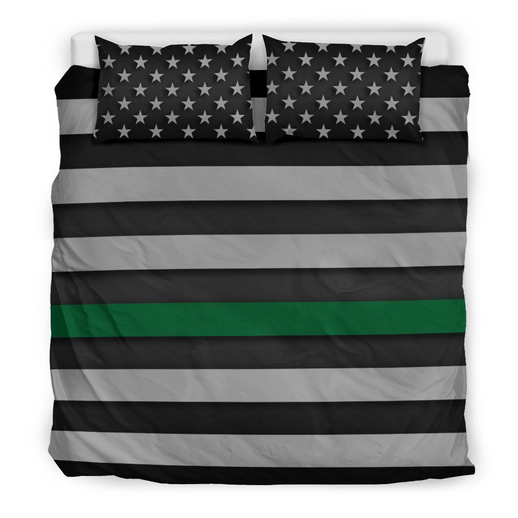 Thin Green Line Duvet Cover Bedding Set GearFrost