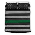 Thin Green Line Duvet Cover Bedding Set