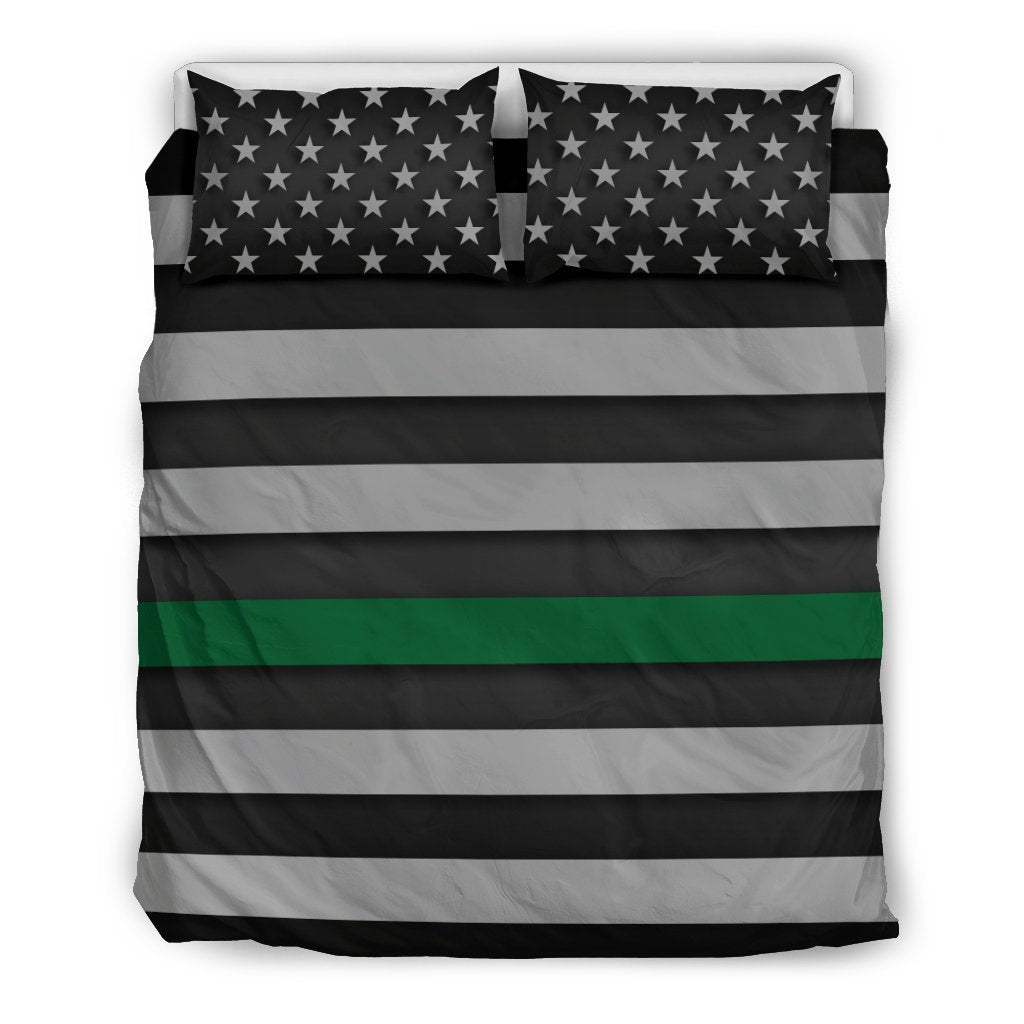 Thin Green Line Duvet Cover Bedding Set GearFrost