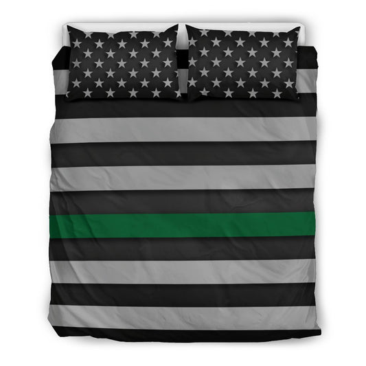 Thin Green Line Duvet Cover Bedding Set GearFrost