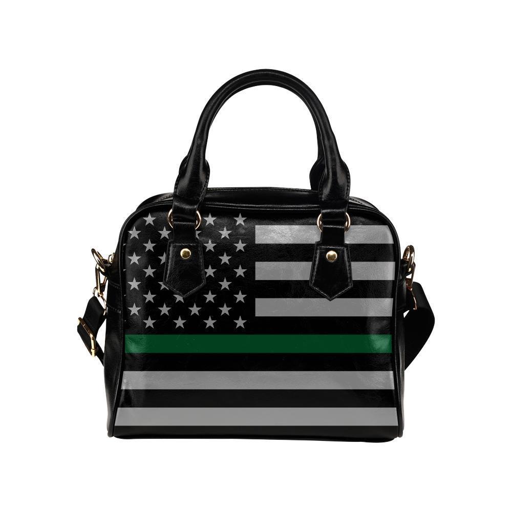 Thin Green Line Leather Shoulder Handbag GearFrost