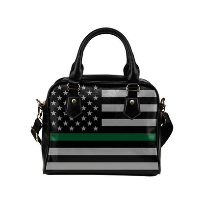 Thin Green Line Leather Shoulder Handbag GearFrost