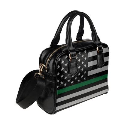 Thin Green Line Leather Shoulder Handbag GearFrost