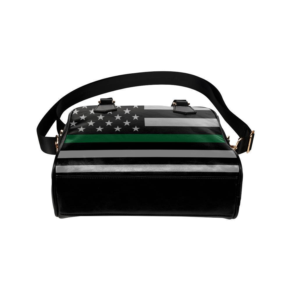 Thin Green Line Leather Shoulder Handbag GearFrost