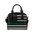 Thin Green Line Leather Shoulder Handbag