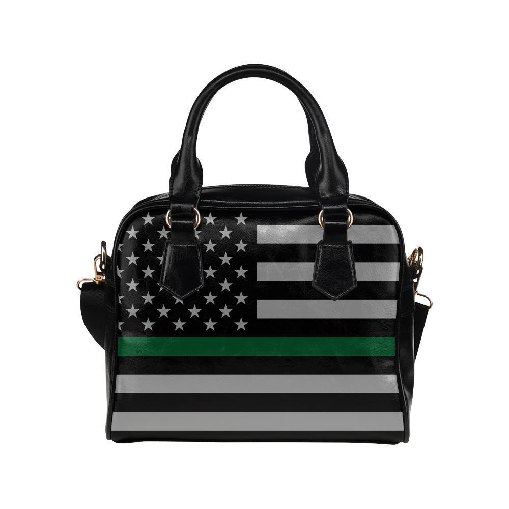Thin Green Line Leather Shoulder Handbag GearFrost