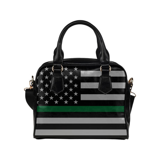 Thin Green Line Leather Shoulder Handbag GearFrost