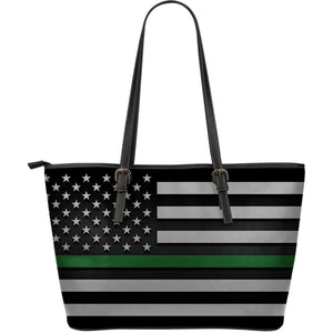 Thin Green Line Leather Tote Bag GearFrost