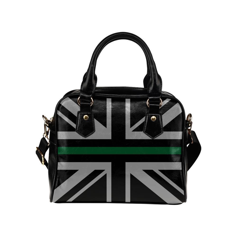 Thin Green Line Union Jack Leather Shoulder Handbag GearFrost