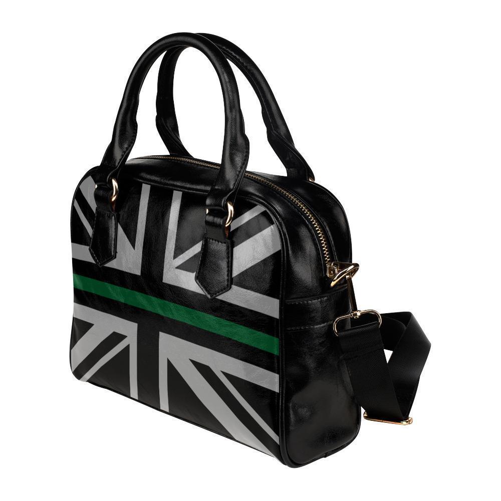 Thin Green Line Union Jack Leather Shoulder Handbag GearFrost