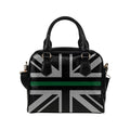 Thin Green Line Union Jack Leather Shoulder Handbag