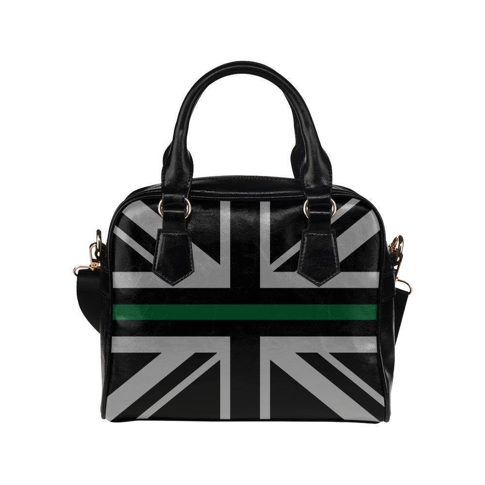 Thin Green Line Union Jack Leather Shoulder Handbag GearFrost