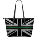 Thin Green Line Union Jack Leather Tote Bag With Zipper