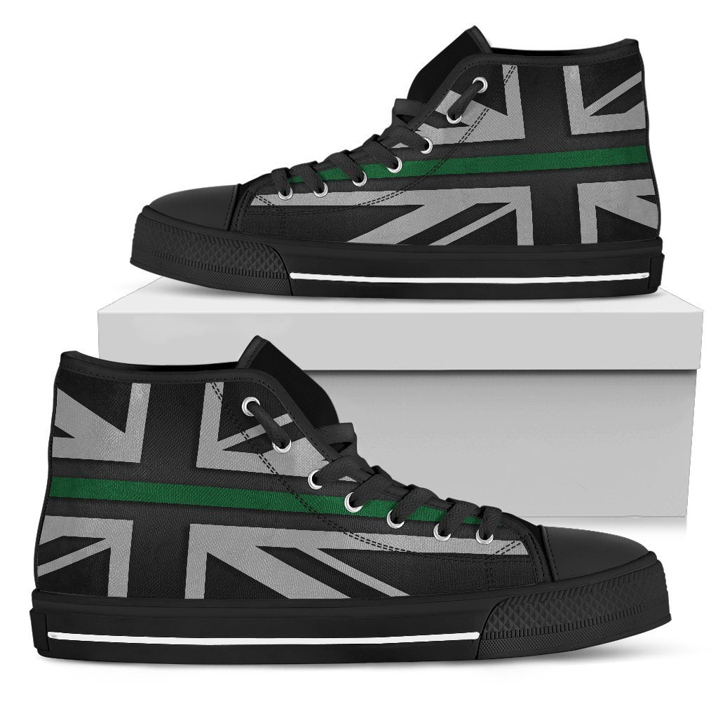 Thin Green Line Union Jack Men's High Top Shoes GearFrost